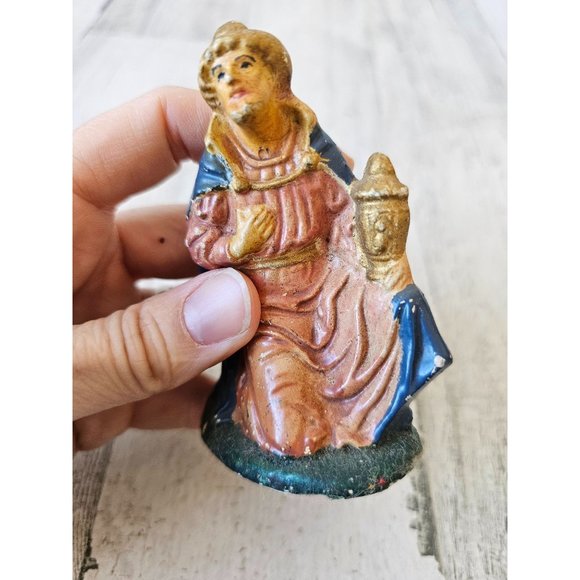 Vintage Germany Wiseman myrrh incense nativity village Xmas - Picture 7 of 8